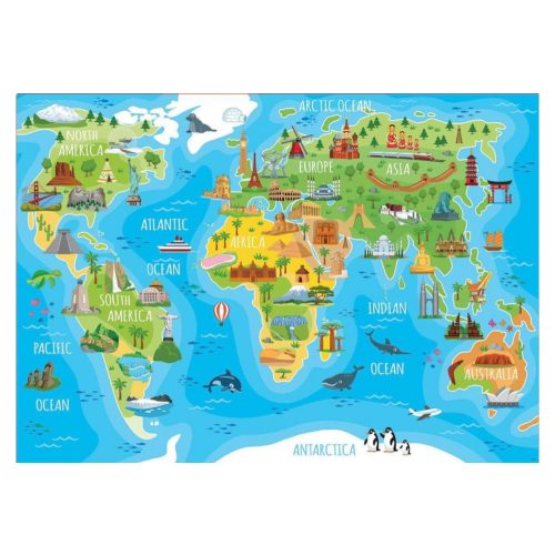 Educa Világtérkép puzzle 18116 - Híres építmények - 150 db-os világ puzzle 48x34 cm