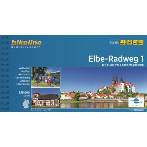 1. Elbe Radweg kerékpáros atlasz Esterbauer 1:75 000  Elba kerékpáros térkép