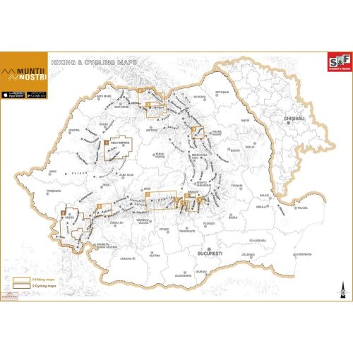   Erdély hegyei áttekintő térképe Schubert térképek, Erdély térképek,  Erdély turistatérképek