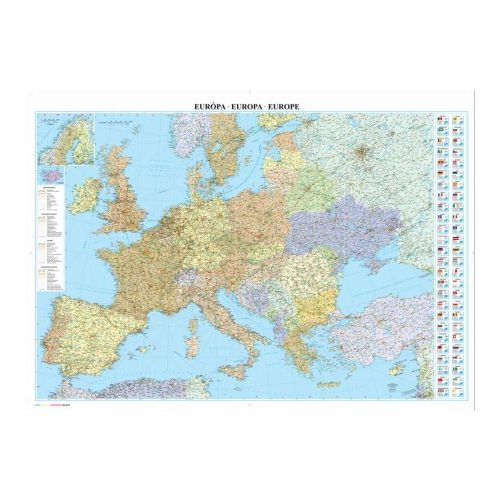 Európa országai falitérkép fóliás Szarvas 1:3 750 000 125x85 