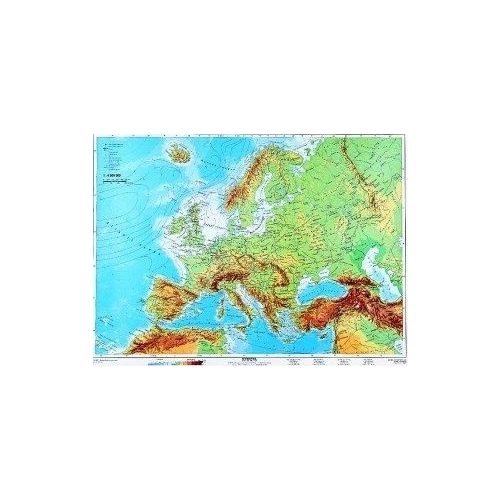 Európa falitérkép faléccel, fóliával, Európa hegy-vízrajzi térkép, 2 oldalas - Európa vaktérkép a hátoldalon 160x120 cm