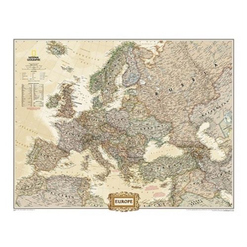 Európa falitérkép fóliázott antik National Geographic 117x92