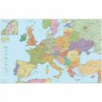   Európa falitérkép, Európa közlekedési térképe fémléces, fóliás 138x100 cm