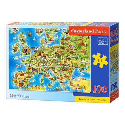 Európa térkép puzzle 100 db-os Castorland 40 x 29 cm B-111060