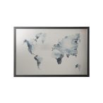   Fekete keretes világtérkép üzenőtábla, mágneses, ezüst 60x40 cm, Victoria