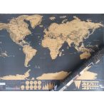    Kaparós világtérkép, fekete kaparós térkép világutazóknak angol nyelven 82 x 59 cm 