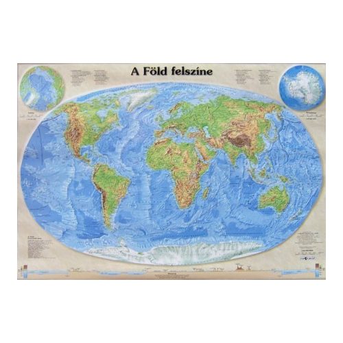 Föld falitérkép keretezett 70x50 cm Föld felszíne térkép keretezve, Föld domborzati térképe, Föld hegy-vízrajzi térkép