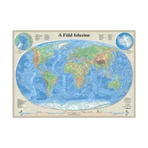 Föld falitérkép keretezett - plexi lappal - 70x50 cm Föld felszíne térkép keretezve, Föld domborzati térképe, Föld hegy-vízrajzi térkép 