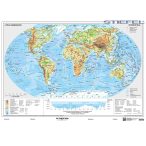   A Föld domborzati és politikai térképe, Kétoldalas Föld domborzata és világ országai falitérkép faléccel fóliával 160x120 cm