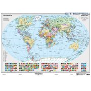 A Föld domborzati és politikai térképe, Kétoldalas Föld domborzata és világ országai falitérkép faléccel fóliával 160x120 cm