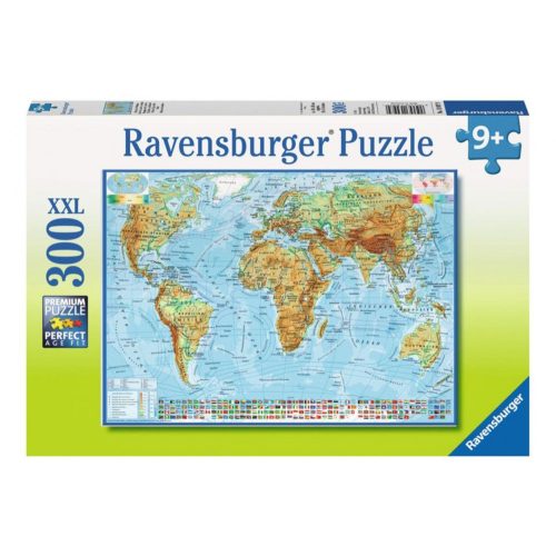 Föld domborzata térkép puzzle, Ravensburger Puzzle 300 db-os képkirakó  49 x 36 cm 