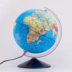   Belma világító földgömb 31 cm, duó, kétfunkciós, magyar nyelvű világítós gömb - metálkék talppal - magyar gyártmány