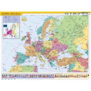 Európa gyerektérkép, Európa országai falitérkép, 2 oldalas Európa térkép, könyöklő 65x45 cm
