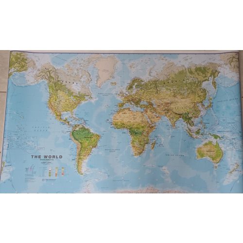 Domborzati világtérkép, különleges Föld hegy-vízrajzi térkép falra 1:30 Mio - Maps International falitérkép 136 x 82 cm