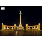   Hősök tere tányéralátét könyöklő, hátoldalon Budapest belváros térképe