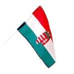   Integetős  címeres magyar zászló műanyag pálcikával 15x23 cm