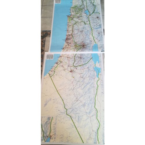 Izrael északi és déli része 2 térképen, falitérképnek összerakható 2 db-ból álló szett 120x100 cm /Együtt 240x100 cm/