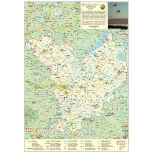 Jász-Nagykun-Szolnok megye térkép faléces, fóliázott falitérkép  Stiefel 70 x 100 cm