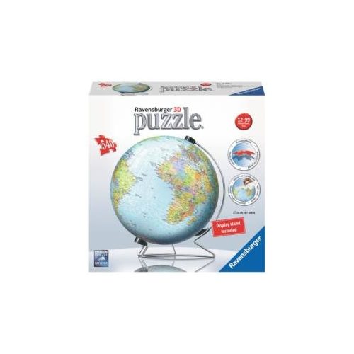 Földgömb puzzle - kék színezésű 540 db-os 3D gömb Ravensburger Puzzle földgömb (12436)