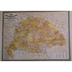  Szent Korona országainak közigazgatási térképe, Régi Magyarország térkép, Magyarország falitérkép antik színű Raith Ernő 110x82 cm