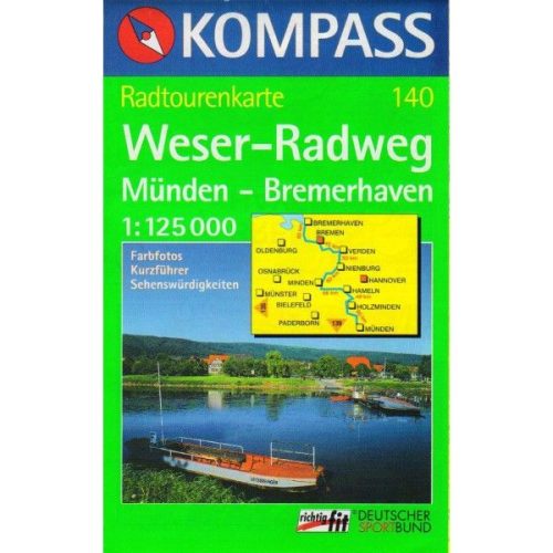 140. Weser-Radweg kerékpáros térkép Kompass 1:125 000 