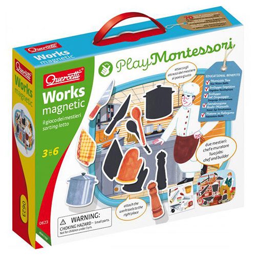 Mágneses puzzle - Szakácsok, kőművesek - háttérrel, Montessori mágneses foglalkozások fejlesztőjáték ( 0623 )