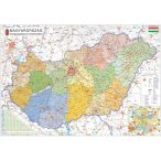   Magyarország falitérkép 140x100, Magyarország közigazgatási térkép, Magyarország közlekedési térkép fóliás 