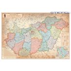   Magyarország falitérkép, Magyarország közigazgatása különleges színezéssel falitérkép fémléccel 140x100  