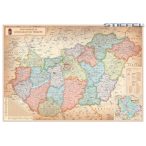   Magyarország falitérkép S., Magyarország közigazgatása különleges színezéssel falitérkép fémléccel 100x70 cm 