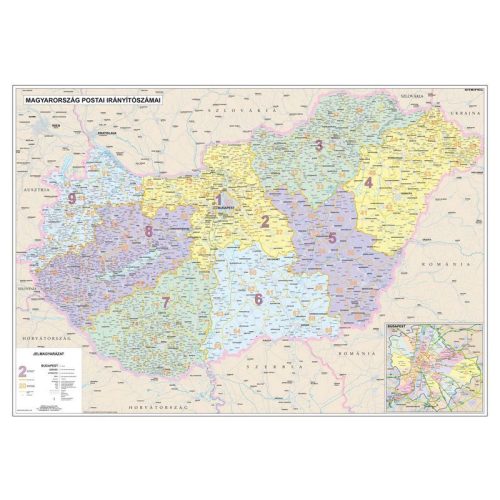 magyarország irányítószám térkép Magyarorszag Faliterkep Magyarorszag Postai Iranyitoszamos magyarország irányítószám térkép