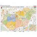   Magyarország közigazgatása falitérkép iskolai, DUÓ - hátoldalon Magyarország vaktérképpel - fóliás, faléces 160x120 cm