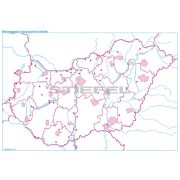 Magyarország közigazgatása falitérkép iskolai, DUÓ - hátoldalon Magyarország vaktérképpel - fóliás, faléces 160x120 cm