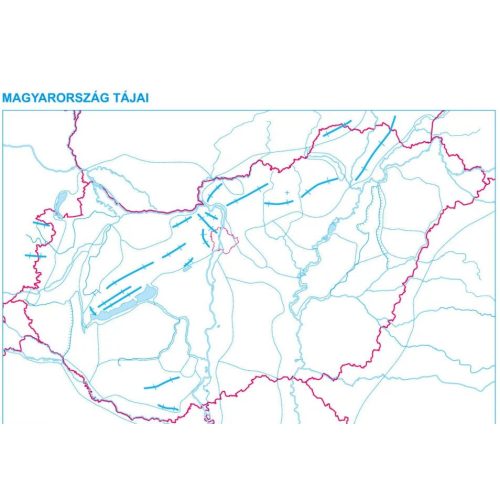 Magyarország vaktérkép Magyarország tájai körvonalas, iskolai földrajzi falitérkép - fóliázott falécezett