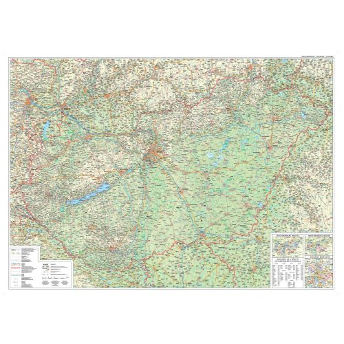 Magyarország falitérkép Magyarország közlekedése térkép Szarvas kiadó 1:450 000 180x130 cm - fóliázott