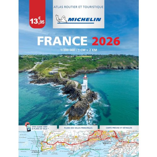 Franciaország autóatlasz kötött, Franciaország autós térkép, Tourist & Motoring Atlas Michelin 1:200e  2026. 
