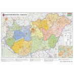   Magyarország közigazgatása és közlekedése térkép - 2 oldalas, fóliás kisméretű  Magyarország falitérkép - fémléccel felakasztható 68x49 cm