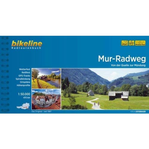 Mur-Radweg kerékpáros atlasz Esterbauer 1:50 000 Murau térkép kerékpáros Mura kerékpáros térkép