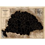   Történelmi Magyarország kaparós térképe  (1890) 89 x 68 cm, kaparós Magyarország térkép henger alakú dobozban