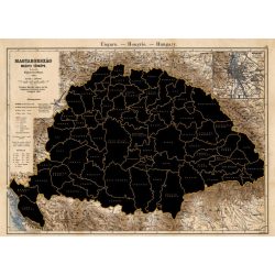   Történelmi Magyarország kaparós térképe  (1890) 89 x 68 cm, kaparós Magyarország térkép papírhengerben