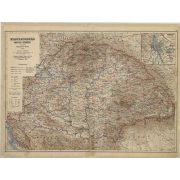 Történelmi Magyarország kaparós térképe  (1890) 89 x 68 cm, kaparós Magyarország térkép henger alakú dobozban
