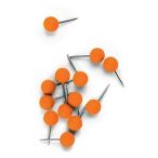   Narancs színű gömb formájú térképtű 100 db, 6 mm-es gömb, 13 mm-es tű