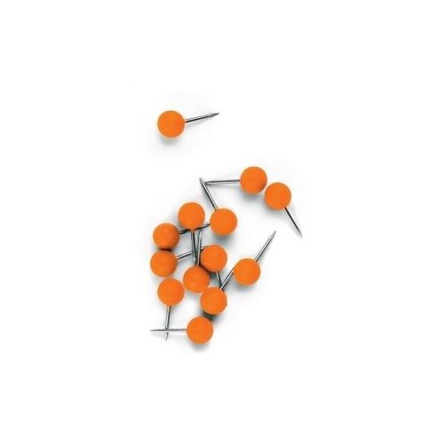 Narancs színű gömb formájú térképtű 100 db, 6 mm-es gömb, 13 mm-es tű