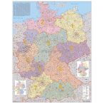   Németország irányítószámos térkép, fóliázott, fémléces Németország falitérkép 100x120