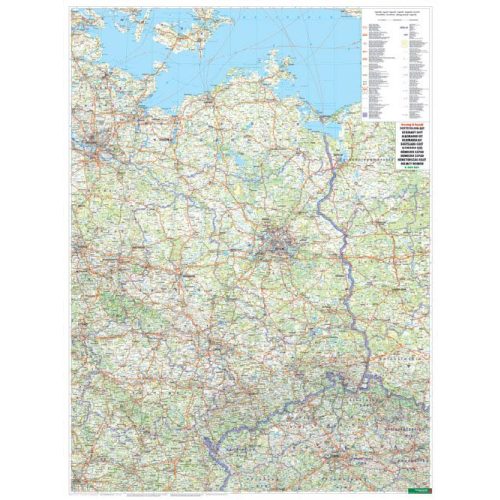 AK 0222 P Kelet-Németország falitérkép íves földrajzi falitérkép Freytag 1:500 000 