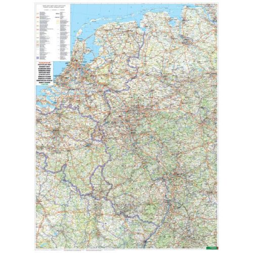 AK 0223 P Nyugat-Németország falitérkép íves földrajzi falitérkép Freytag 1:500 000 