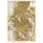   Pilis hegység turista térképe antik faximile Pilis és a Börzsöny falitérkép HM 1920. Pilis falitérkép antik