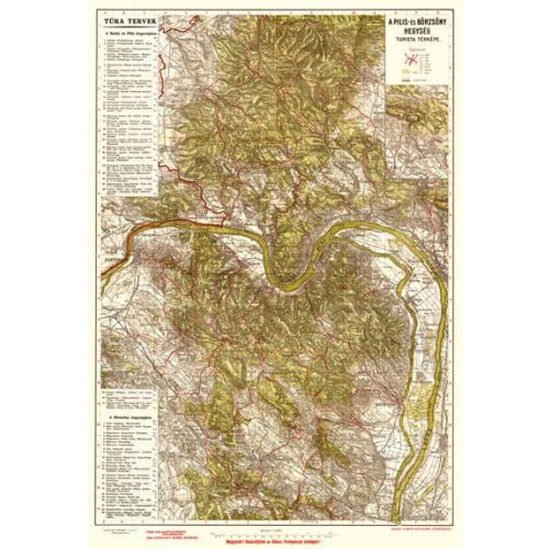Pilis térkép és Börzsöny hegység turista térképe antik falitérkép HM  75x53 cm