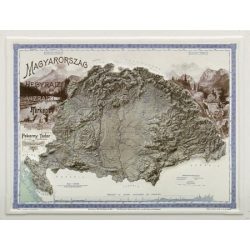   Magyarország hegyrajzi és vízrajzi térképe dombortérkép, képeslap MH. 22 x 18 cm 1899 év