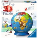   Puzzle Földgömb állatokkal 73 db-os, 13,9 cm 3D puzzle földgömb Ravensburger