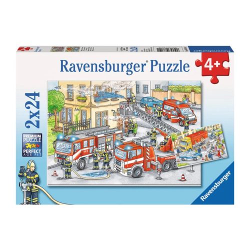 Ravensburger 078141 -Tűzoltók puzzle Heroes in Action - 2x24 db-os keretes puzzle  26x18 cm